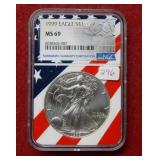 1999 Silver Eagle 1oz NGC MS69