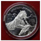 2018 Ghana 1oz .999 Silver Leopard $5
