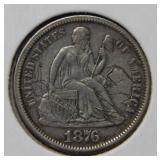 1876 CC Seated Liberty Dime