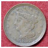 1853 Coronet Head Half Cent