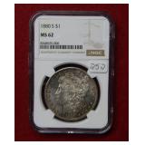 1880 Morgan Silver Dollar NGC MS62