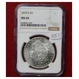 1879 S Morgan Silver Dollar NGC MS60