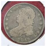 1819 Bust Silver Half Dollar Coin