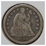 1849 Seated Liberty Silver Dime
