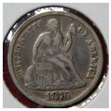 1876 CC Seated Liberty Silver Dime