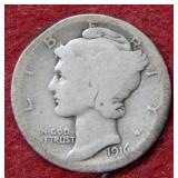 1916 D Mercury Silver Dime