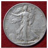 1938 D Walking Liberty Silver Half Dollar