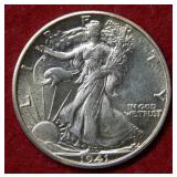 1941 S Walking Liberty Silver Half Dollar Coin