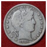 1904 Barber Silver Half Dollar