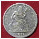 1862 S Seated Liberty Silver Half Dollar Coin