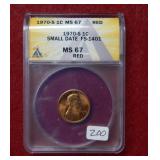1970 S Lincoln Cent ANACS MS67 Small Date