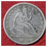 1871 S Seated Liberty Silver Half Dollar