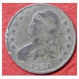1821 Bust Silver Half Dollar Coin