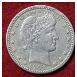 1906 D Barber Silver Quarter Coin