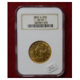 1858 O Gold $10 Coin NGC AU55