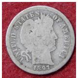 1897 S Barber Silver Dime