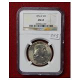1954 S Franklin Silver Half Dollar NGC MS65