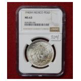 1940M Mexico Silver Peso NGC MS63