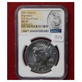 2021 Peace High Relief $1 NGC MS70 First Day