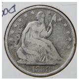 1858 O Seated Liberty Silver Half Dollar Coin