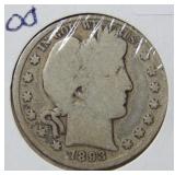 1893 Barber Silver Half Dollar Coin