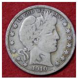 1910 S Barber Silver Half Dollar - graffiti