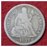 1877 CC Seated Liberty Dime