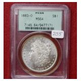 1883 O Morgan Silver Dollar PCGS MS64