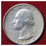 1935 S Washington Silver Quarter