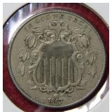 1867 Shield Nickel - No Rays