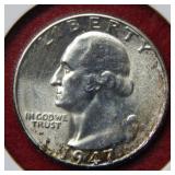 1947 D Washington Silver Quarter