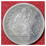 1876 S Seated Liberty Silver Quarter