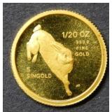 1987 Singapore 1/20 oz .999 Fine Gold Rabbit