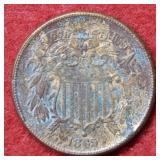 1865 Two Cent Piece Coin