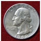1940 S Washington Silver Quarter