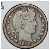 1898 Barber Silver Quarter