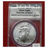 2014 Walking Liberty Silver Dollar ANACS MS70