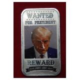 'Wanted for President' 1 Troy Oz .999 Silver Bar