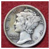 1916 Mercury Silver Dime - First Year of Issue