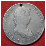 1821 Spanish 8 Real with hole