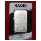 Nadir 1oz .999 Fine Silver Bullion Bar