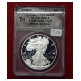 2020 S Silver Eagle ANACS PR70 DCAM