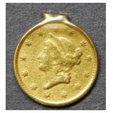 1852 US $1 Gold Coin- removed jewelry mount damage