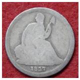 1837 Seated Liberty Dime - No Stars/First Year