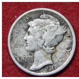 1917 D Mercury Silver Dime
