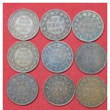(9) Canada Large Cents