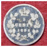 1896 Canada Silver 5 Cent Piece