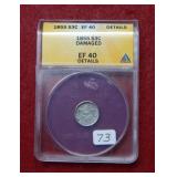 1855 Silver Three Cent ANACS EF40 Details -damaged