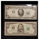 1963 A $20 & 1988 $50 Federal Reserve Notes
