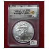 2021 Silver Eagle ANACS MS70 Type I
